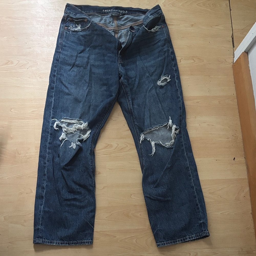 American Eagle Outfitters ex boyfriend Dark Blue Ripped Jeans